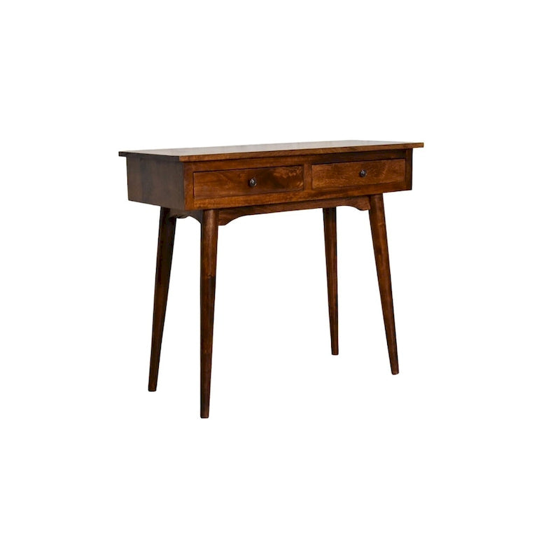 Console 2 tiroirs en bois massif Châtaignier 89 cm