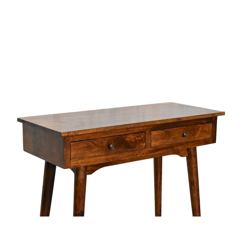 Console 2 tiroirs en bois massif Châtaignier 89 cm