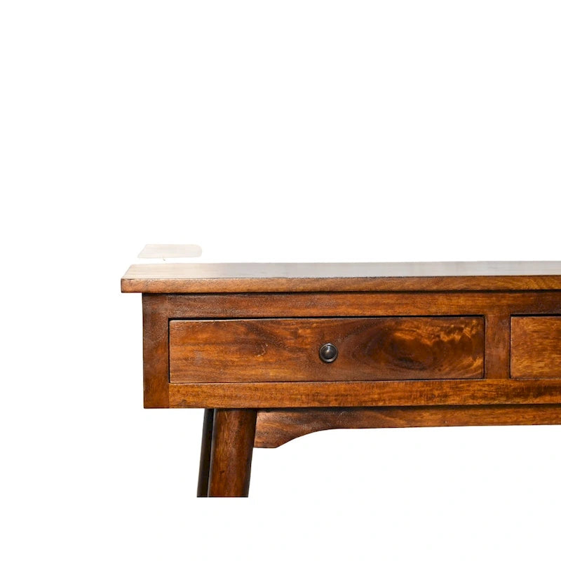 Console 2 tiroirs en bois massif Châtaignier 89 cm