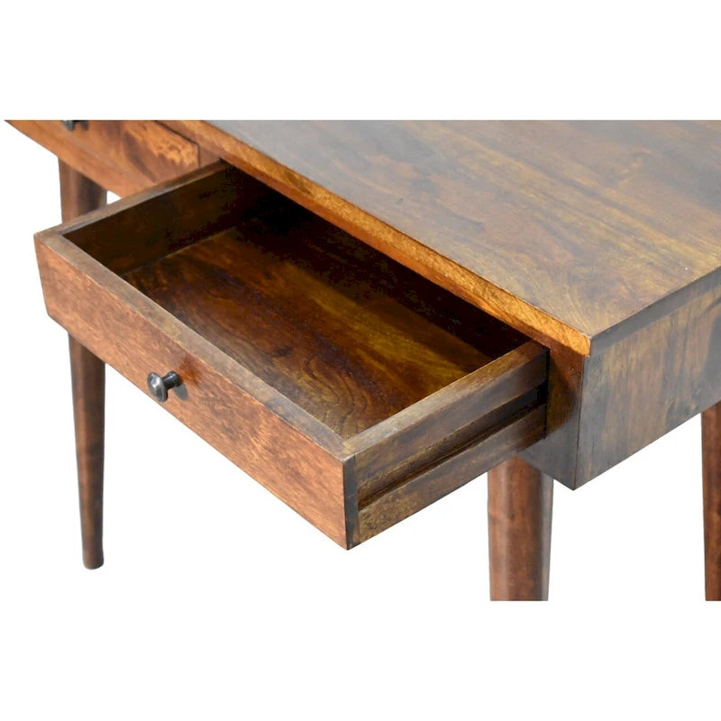 Console 2 tiroirs en bois massif Châtaignier 89 cm