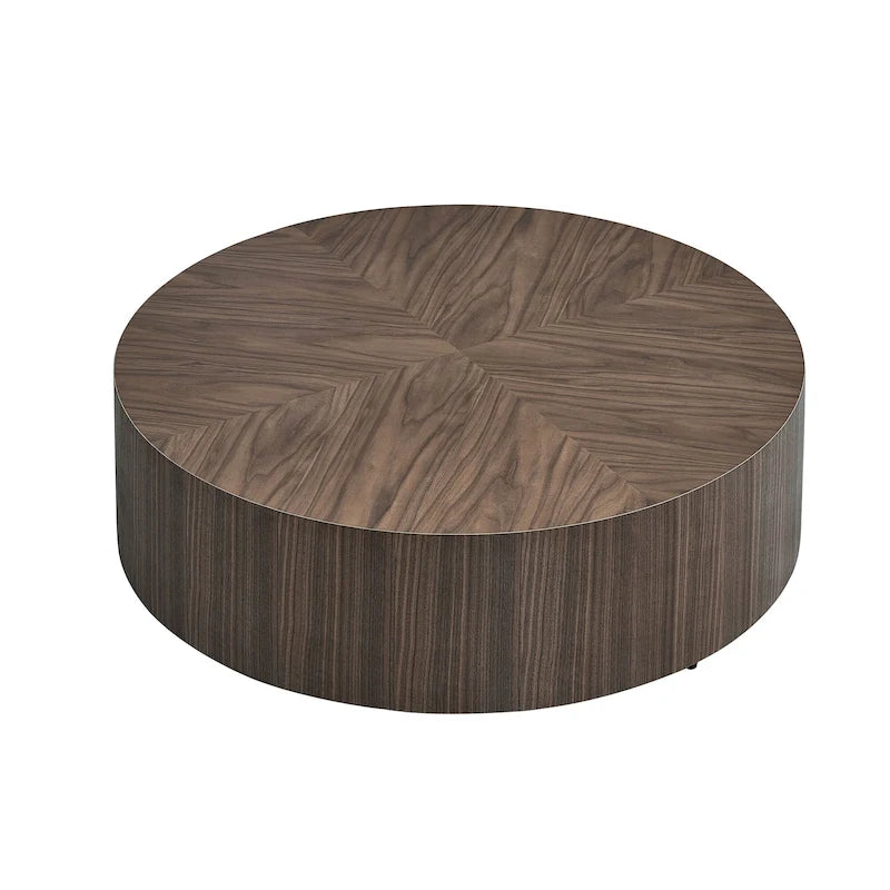 Table basse ronde sur pied, noyer/noir – Style moderne, 1 à 2 personnes