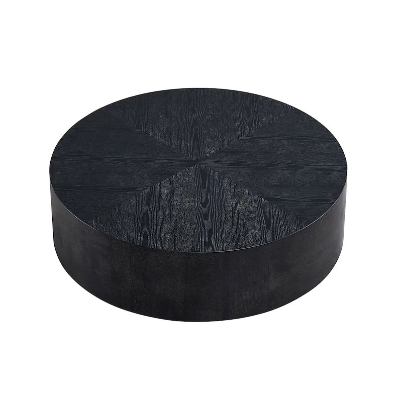 Table basse ronde sur pied, noyer/noir – Style moderne, 1 à 2 personnes