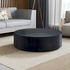 Table basse ronde sur pied, noyer/noir – Style moderne, 1 à 2 personnes
