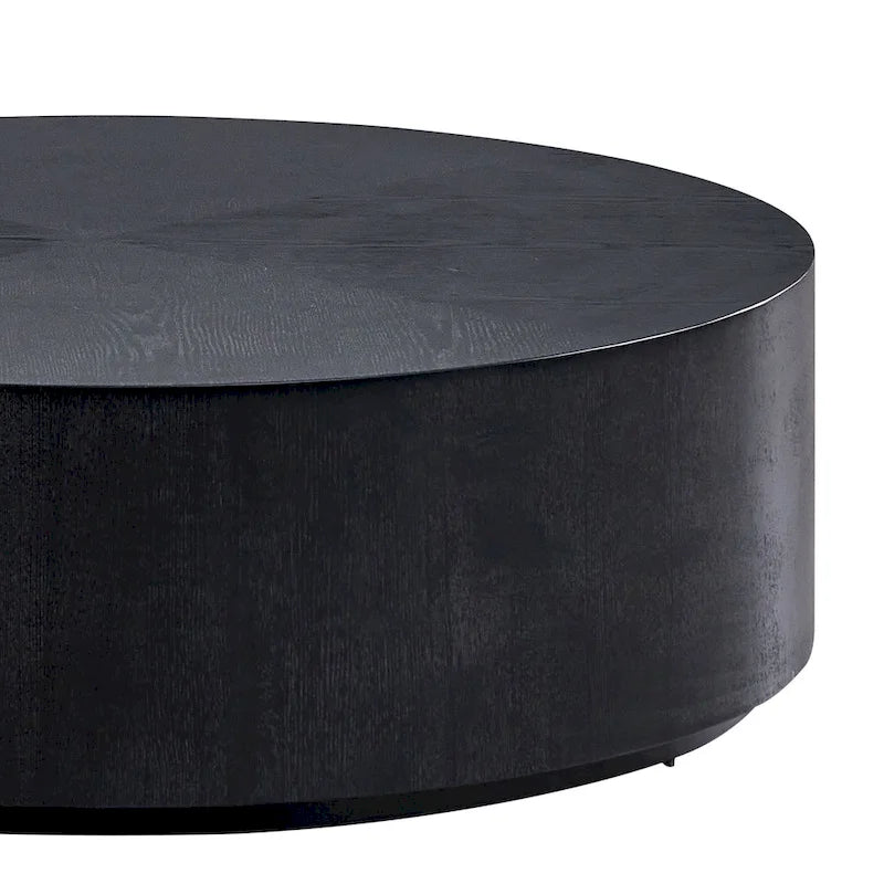 Table basse ronde sur pied, noyer/noir – Style moderne, 1 à 2 personnes