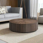 Table basse ronde sur pied, noyer/noir – Style moderne, 1 à 2 personnes