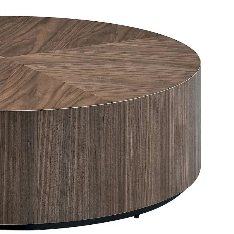Table basse ronde sur pied, noyer/noir – Style moderne, 1 à 2 personnes