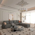 Canapé-lit d'angle modulable en U gris / blanc antique avec rangement – Style moderne, 6 places