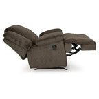 Fauteuil inclinable à bascule en velours côtelé marron/gris avec languette et coussins décoratifs – 1 place