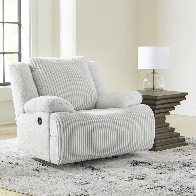 Fauteuil inclinable à bascule en velours côtelé marron/gris avec languette et coussins décoratifs – 1 place