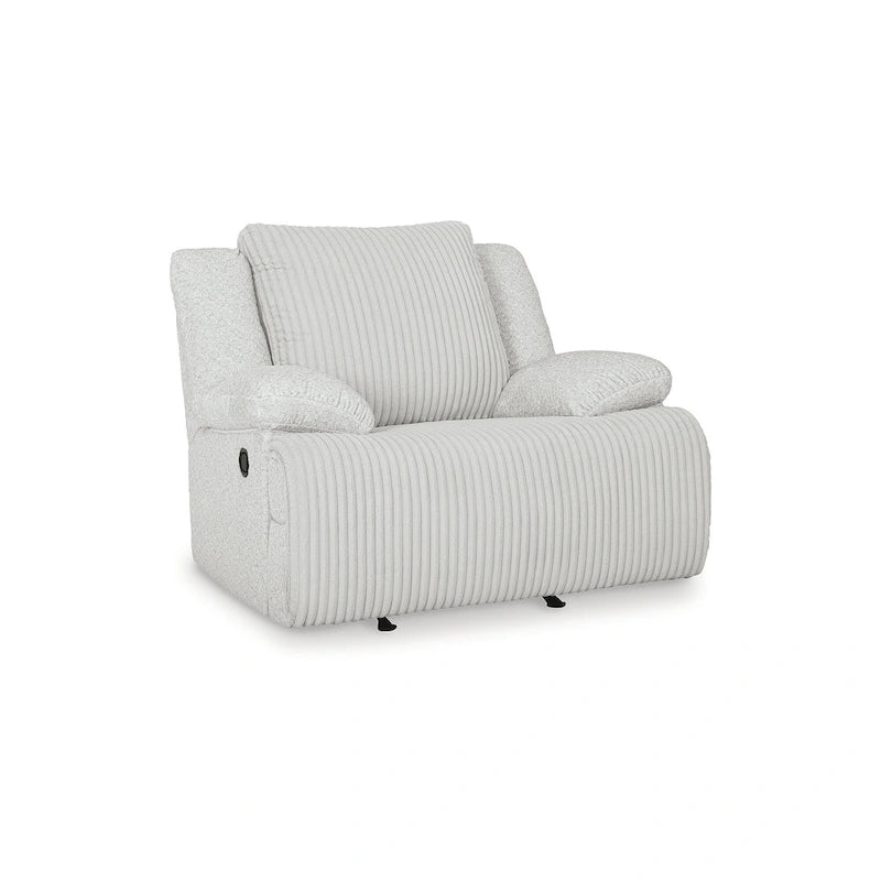 Fauteuil inclinable à bascule en velours côtelé marron/gris avec languette et coussins décoratifs – 1 place