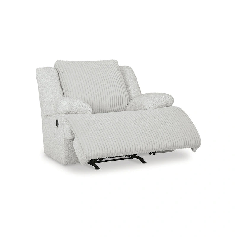 Fauteuil inclinable à bascule en velours côtelé marron/gris avec languette et coussins décoratifs – 1 place
