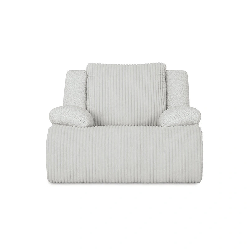 Fauteuil inclinable à bascule en velours côtelé marron/gris avec languette et coussins décoratifs – 1 place