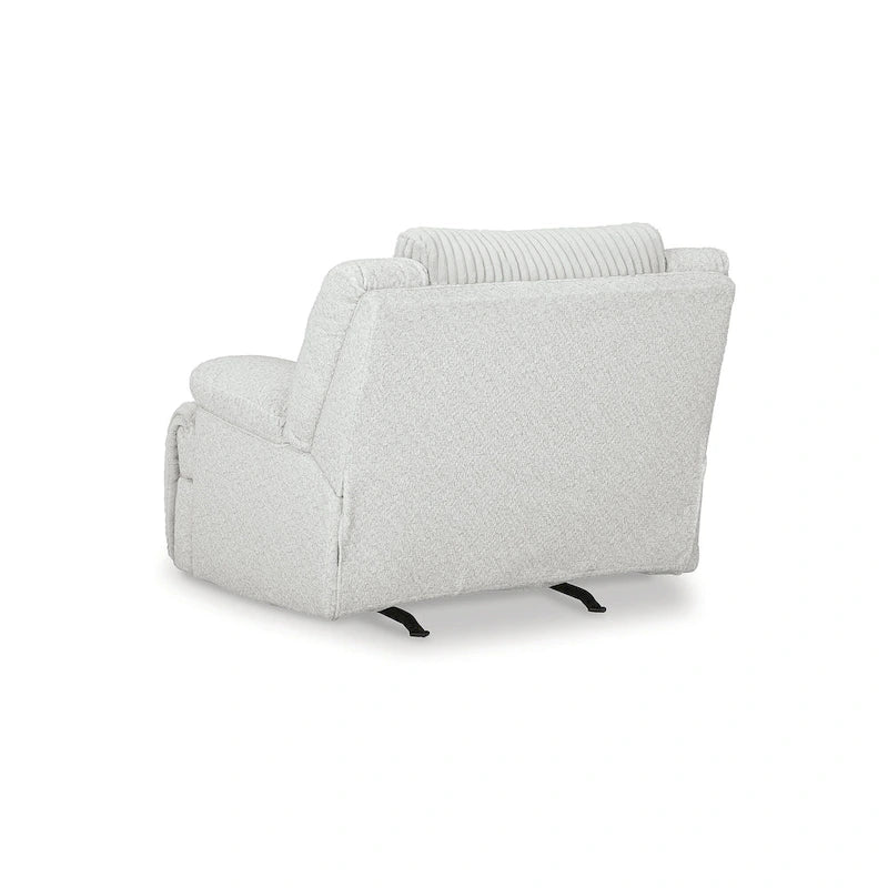 Fauteuil inclinable à bascule en velours côtelé marron/gris avec languette et coussins décoratifs – 1 place