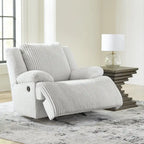 Fauteuil inclinable à bascule en velours côtelé marron/gris avec languette et coussins décoratifs – 1 place