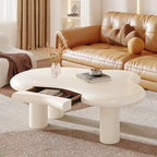 Table basse en forme de nuage blanc avec tiroir – Style moderne, pour 1 à 2 personnes