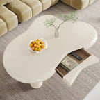 Table basse en forme de nuage blanc avec tiroir – Style moderne, pour 1 à 2 personnes