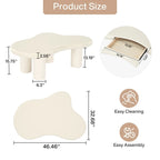 Table basse en forme de nuage blanc avec tiroir – Style moderne, pour 1 à 2 personnes