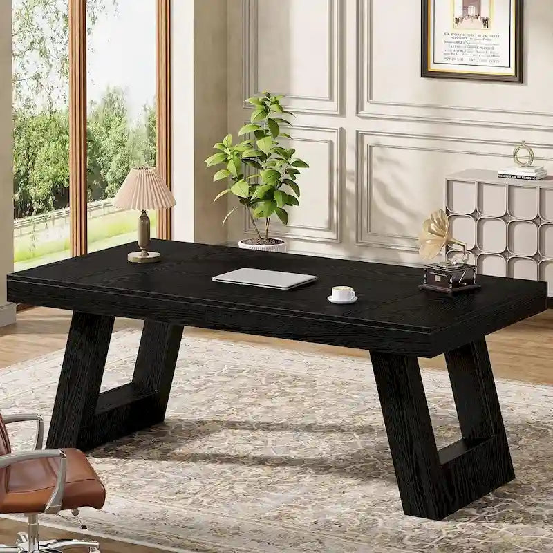 Bureau de direction bois noir/marron - Style vintage, usage unique