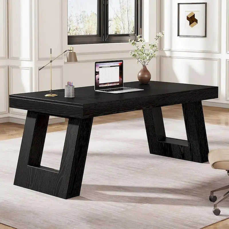 Bureau de direction bois noir/marron - Style vintage, usage unique
