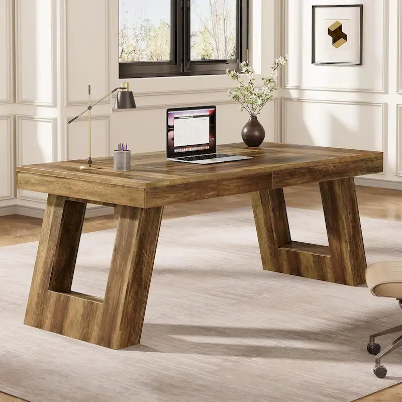 Bureau de direction bois noir/marron - Style vintage, usage unique