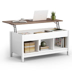 Table basse élévatrice blanche avec rangement dissimulé – Style moderne, pour 1 à 2 personnes