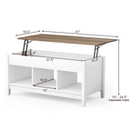 Table basse élévatrice blanche avec rangement dissimulé – Style moderne, pour 1 à 2 personnes
