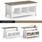 Table basse élévatrice blanche avec rangement dissimulé – Style moderne, pour 1 à 2 personnes