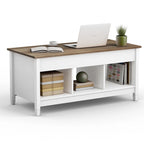 Table basse élévatrice blanche avec rangement dissimulé – Style moderne, pour 1 à 2 personnes