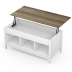 Table basse élévatrice blanche avec rangement dissimulé – Style moderne, pour 1 à 2 personnes