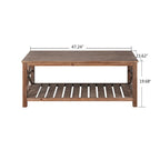 Table basse rectangulaire marron avec étagère de rangement – Style rétro, pour 1 à 2 personnes