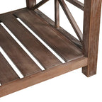Table basse rectangulaire marron avec étagère de rangement – Style rétro, pour 1 à 2 personnes