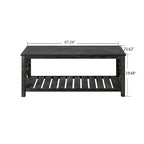 Table basse rectangulaire marron avec étagère de rangement – Style rétro, pour 1 à 2 personnes