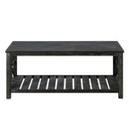 Table basse rectangulaire marron avec étagère de rangement – Style rétro, pour 1 à 2 personnes