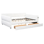 Lit plateforme Queen capitonné en peau de mouton avec port USB et 2 tiroirs – Style moderne, pour 1 à 2 personnes