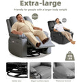 Fauteuil inclinable, pivotant et berçant surdimensionné gris/beige avec chauffage et massage – Style moderne, pour 1 personne