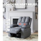 Fauteuil inclinable, pivotant et berçant surdimensionné gris/beige avec chauffage et massage – Style moderne, pour 1 personne