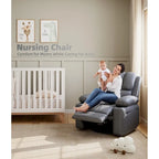 Fauteuil inclinable, pivotant et berçant surdimensionné gris/beige avec chauffage et massage – Style moderne, pour 1 personne