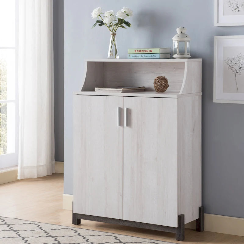 Meuble à chaussures 5 étagères Gris vieilli / Bois / Chêne blanc – Style contemporain, Utilisation familiale