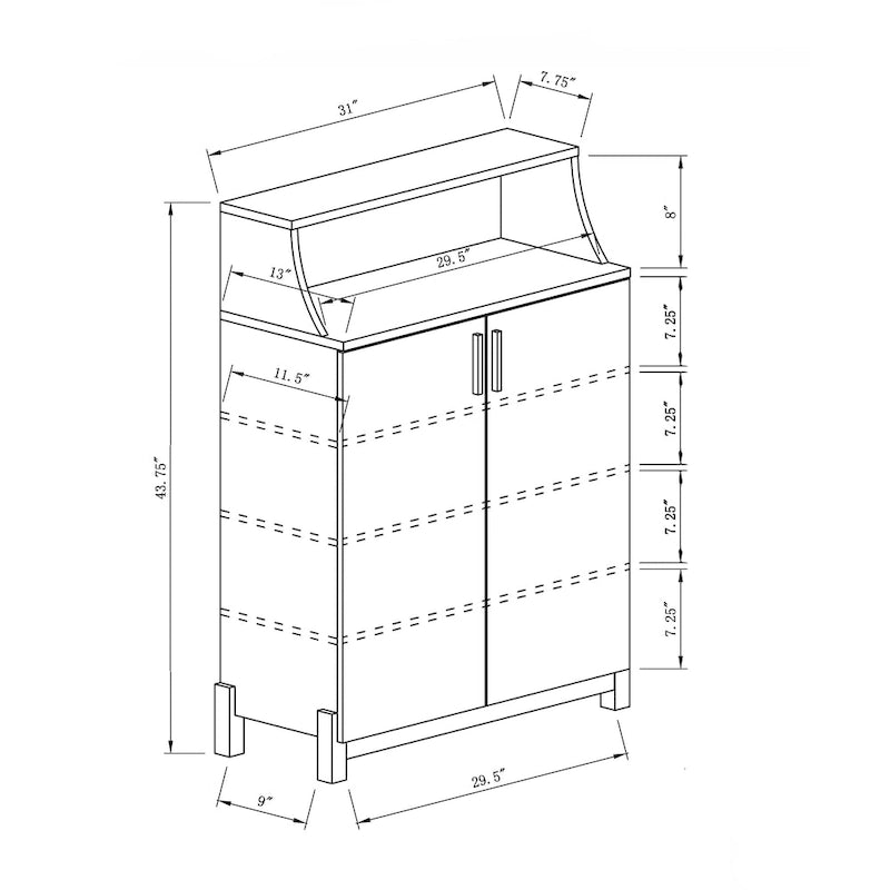 Meuble à chaussures 5 étagères Gris vieilli / Bois / Chêne blanc – Style contemporain, Utilisation familiale