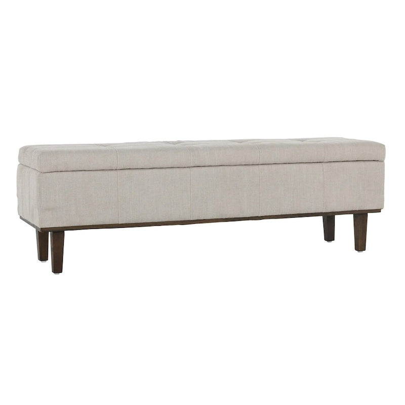 Banc de rangement capitonné beige clair – Style transitoire, 2 personnes