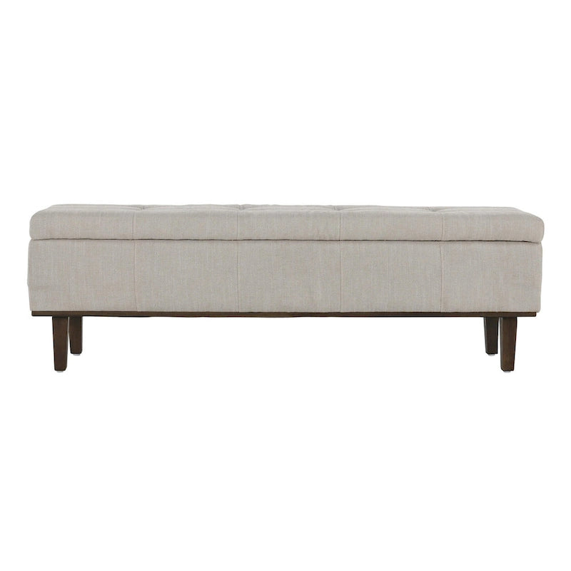 Banc de rangement capitonné beige clair – Style transitoire, 2 personnes