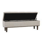 Banc de rangement capitonné beige clair – Style transitoire, 2 personnes