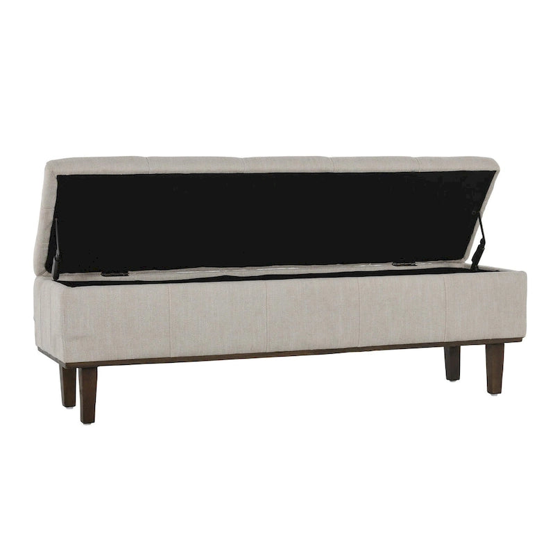 Banc de rangement capitonné beige clair – Style transitoire, 2 personnes