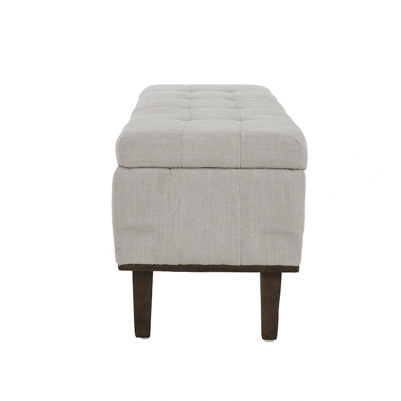 Banc de rangement capitonné beige clair – Style transitoire, 2 personnes