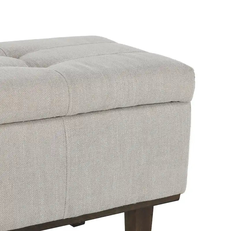 Banc de rangement capitonné beige clair – Style transitoire, 2 personnes