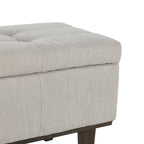 Banc de rangement capitonné beige clair – Style transitoire, 2 personnes