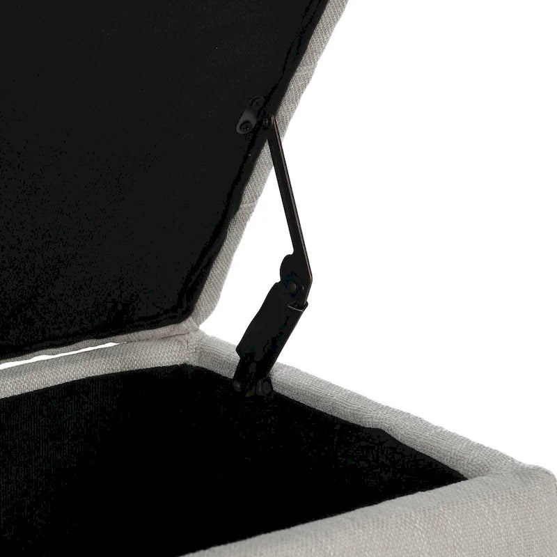 Banc de rangement capitonné beige clair – Style transitoire, 2 personnes