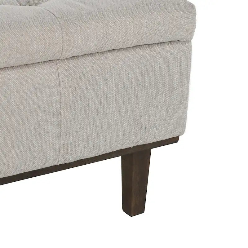 Banc de rangement capitonné beige clair – Style transitoire, 2 personnes