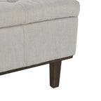 Banc de rangement capitonné beige clair – Style transitoire, 2 personnes