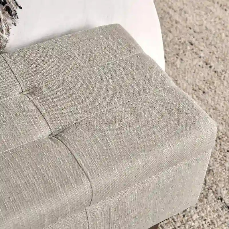 Banc de rangement capitonné beige clair – Style transitoire, 2 personnes